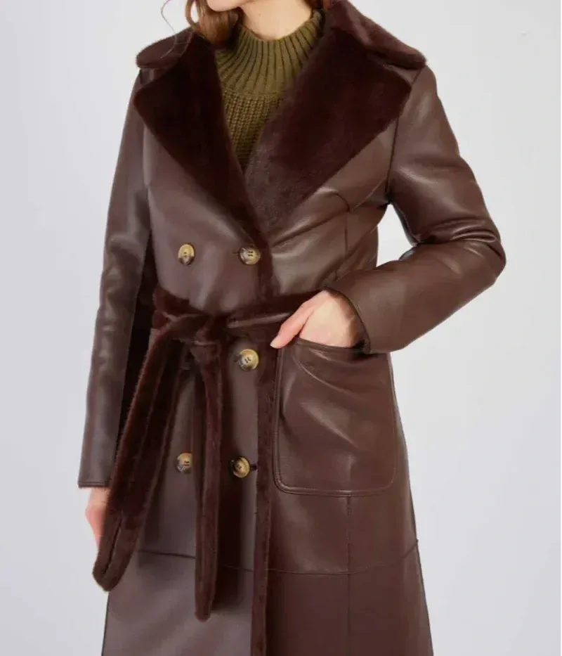 Abrigo largo reversible en ecopiel