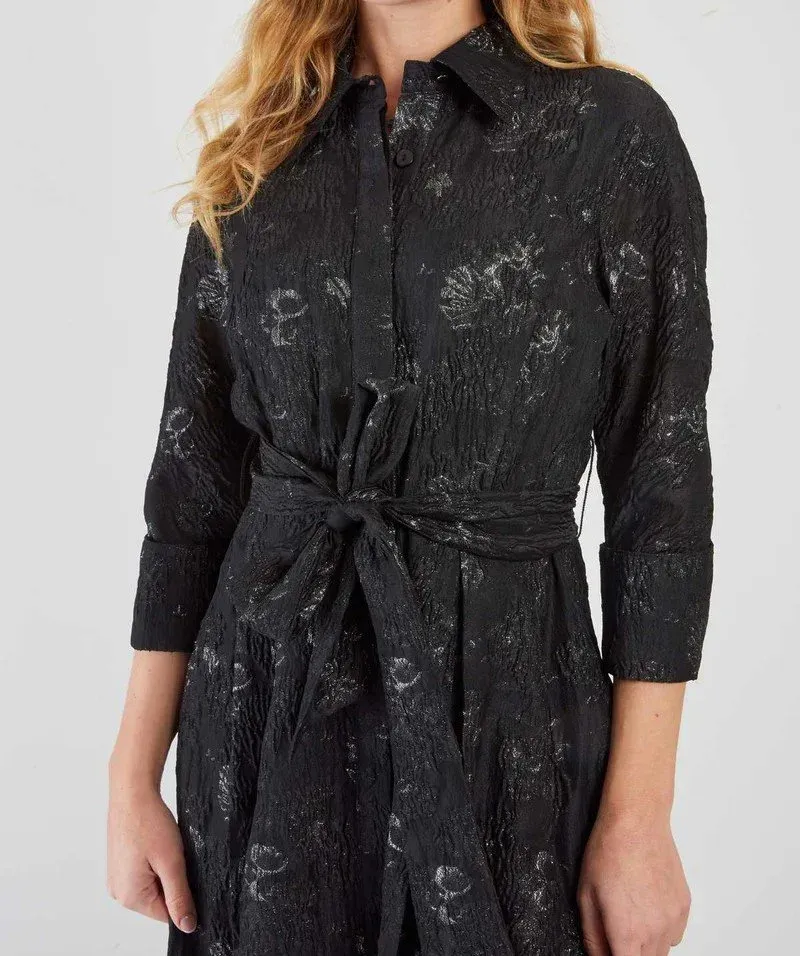 Vestido largo vintage en jacquard crepé